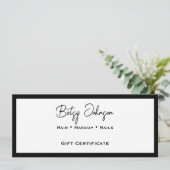 Élégante carte cadeau blanc et noir (Debout devant)