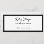 Élégante carte cadeau blanc et noir (Devant)