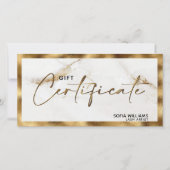 Elégante carte cadeau certificat de marbre or (Devant)