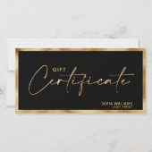 Elégante carte cadeau certificat or moderne (Devant)