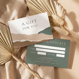 Elégante carte cadeau de certificat de bord déchir