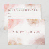 Élégante carte cadeau de certificat d'encre à alco (Devant / Derrière)