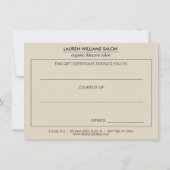 Elégante carte cadeau de modèle floral noir et or (Dos)