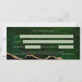 Élégante carte cadeau Green Agate certificat cadea (Dos)