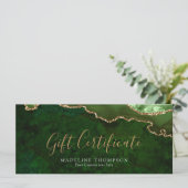 Élégante carte cadeau Green Agate certificat cadea (Debout devant)