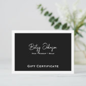 Élégante carte cadeau noir et blanc (Debout devant)
