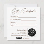 Elégante carte cadeau White Classy Lumineuse Gold (Dos)