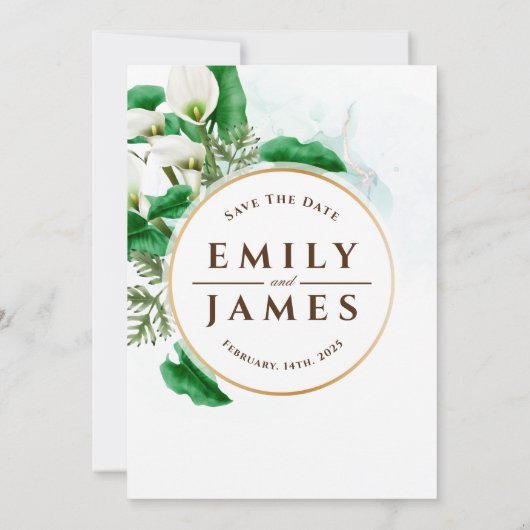 Elégante carte Cala Lily Budget Faire-part de mari (Dos)