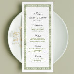 Elégante carte classique classique classique de me<br><div class="desc">La carte de menu de mariage vintage présente un cadre vintage rustique décoratif avec monogramme gris et vert, et un motif vintage à l'arrière, élégant et classique, idéal pour les mariages vintage, mariage classique et mariage à l'ancienne ! Voir toutes les pièces correspondantes dans cette collection "Classic vintage Marriage" ci-dessous....</div>