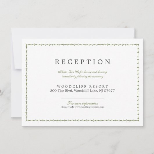 Elégante carte classique de réception de mariage (Devant)