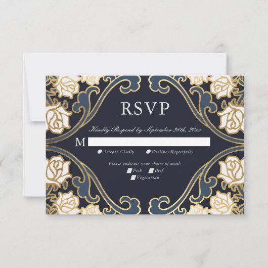Élégante carte classique victorienne mariage RSVP (Devant)