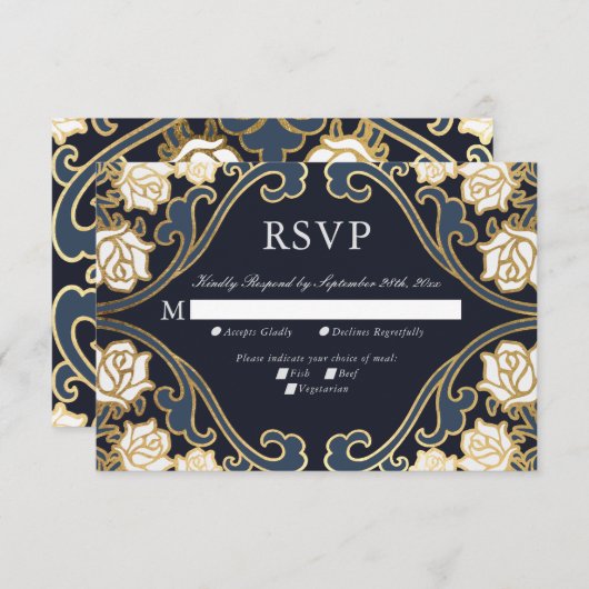 Élégante carte classique victorienne mariage RSVP (Devant / Derrière)