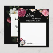 Elégante carte conseil Bourgogne et Fleurs roses (Devant / Derrière)