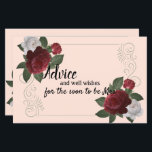 Elégante carte conseil Bourgogne et Fleurs roses<br><div class="desc">La collection Elegant Grace mariage est une belle collection romantique et luxueuse de papeterie florale. Personnalisez notre superbe papeterie avec vos détails de l'événement facilement et rapidement,  appuyez simplement sur le bouton customiser. La coordination. Les articles correspondants pour compléter votre collection d'événements sont disponibles dans notre boutique Zazzle!</div>