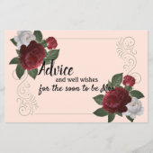 Elégante carte conseil Bourgogne et Fleurs roses (Devant)