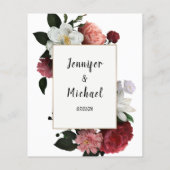 Elégante carte conseil Bourgogne et Fleurs roses (Dos)