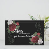 Elégante carte conseil Bourgogne et Fleurs roses (Debout devant)