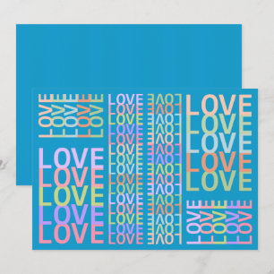 Elégante carte couleur bleu électrique "LOVE"