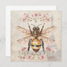 Elégante carte d'abeille Vintage