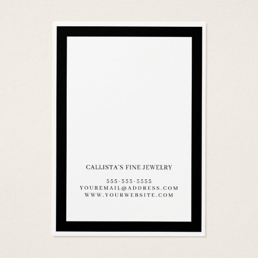 Élégante carte d'affichage à bordure noire Cursive (Dos)