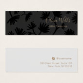 Élégante carte d'affichage à oreille noire florale (Devant & derrière)