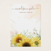 Élégante carte d'affichage de bijoux de tournesol (Devant)