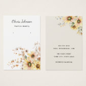 Élégante carte d'affichage de bijoux de tournesol (Devant & derrière)