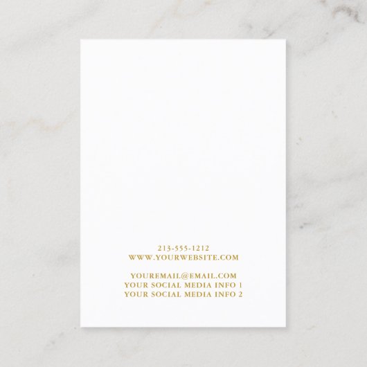 Élégante carte d'affichage d'oreille de script or (Dos)