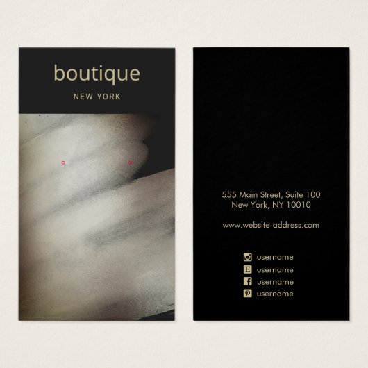 Élégante carte d'affichage en bronze noir peint (Devant & derrière)