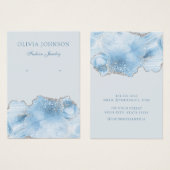 Élégante carte d'affichage en marbre bleu Agate (Devant & derrière)