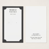 Élégante carte d'affichage noir blanc à oreille (Devant & derrière)