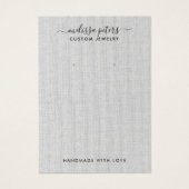 Élégante carte d'affichage pour bijoux en lin gris (Devant)