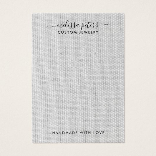 Élégante carte d'affichage pour bijoux en lin gris (Devant)