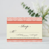 Elégante carte Damask RSVP (corail) (Debout devant)