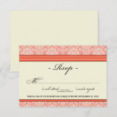 Elégante carte Damask RSVP (corail) (Devant / Derrière)