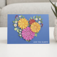 Élégante carte d'amour du coeur floral sculpté