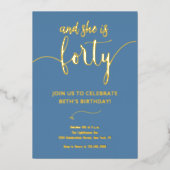 Élégante CARTE D'ANNIVERSAIRE 40 ans Bleu Poussiér (Recto)