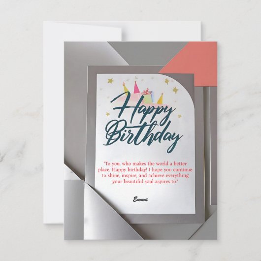Elégante carte d'anniversaire avec design moderne (Devant)