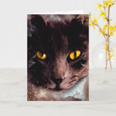 Elégante carte d'anniversaire Brown Cat Watercolor (Fleur jaune)