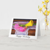 Elégante carte d'anniversaire Calla Lilies rose (Fleur jaune)