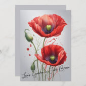 Elégante carte d'anniversaire de la pavot rouge - (Devant / Derrière)