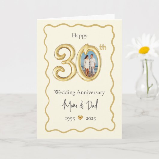 Elégante carte d'anniversaire du 30e Mariage - mam (Petite plante)