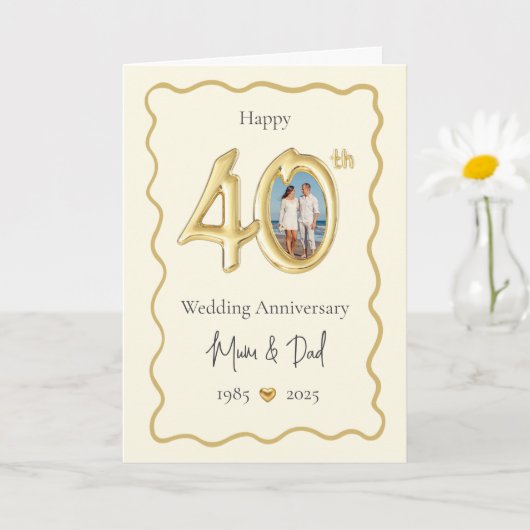 Elégante carte d'anniversaire du 40e Mariage - mam (Petite plante)