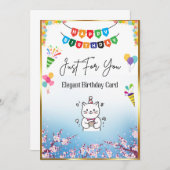 Elégante carte d'anniversaire florale pour elle. (Devant / Derrière)