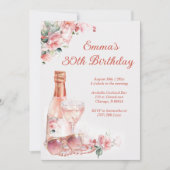 Elégante carte d'anniversaire rose 30e pour femmes (Devant)