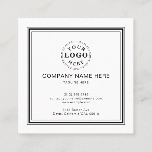 Elégante carte d'appel blanche avec script noir (Dos)