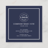 Elégante carte d'appel bleu marine avec script bla (Dos)
