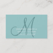 Elégante carte d'appel Monogram Blue maman (Dos)