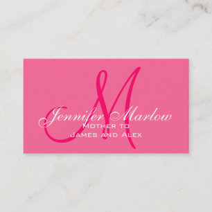 Élégante carte d'appel Monogram Hot Pink Mommy