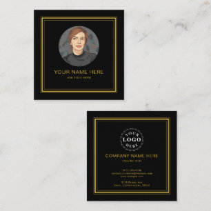 Elégante carte d'appel noire avec M Gold Script